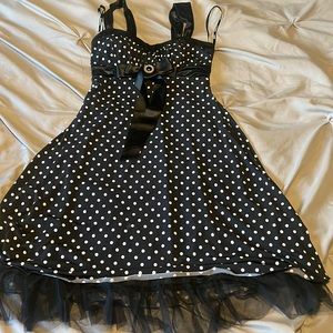 Black polka dot dress